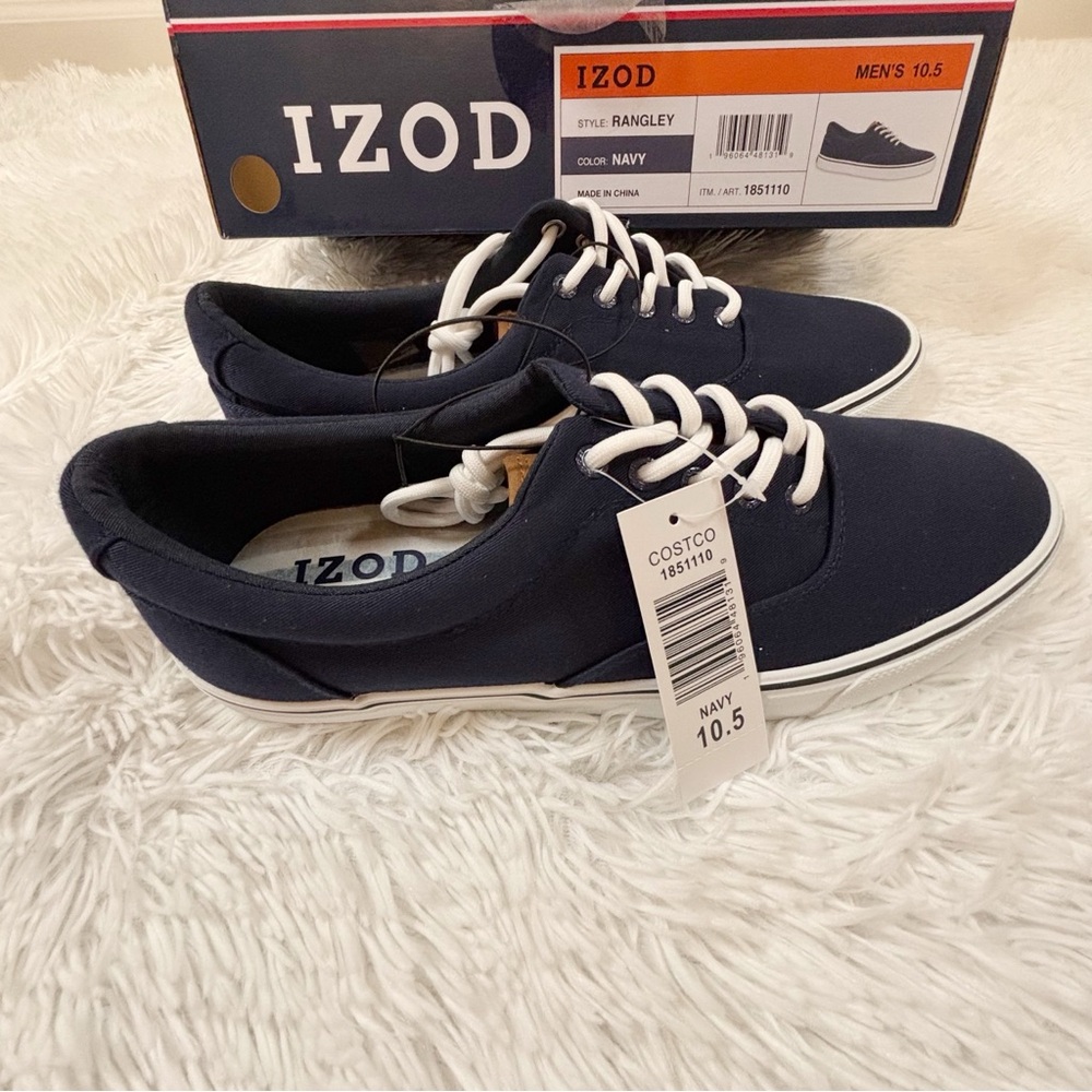 IZOD Men's Rangley memory foam canvas‎ sneakers durable light weight navy blue